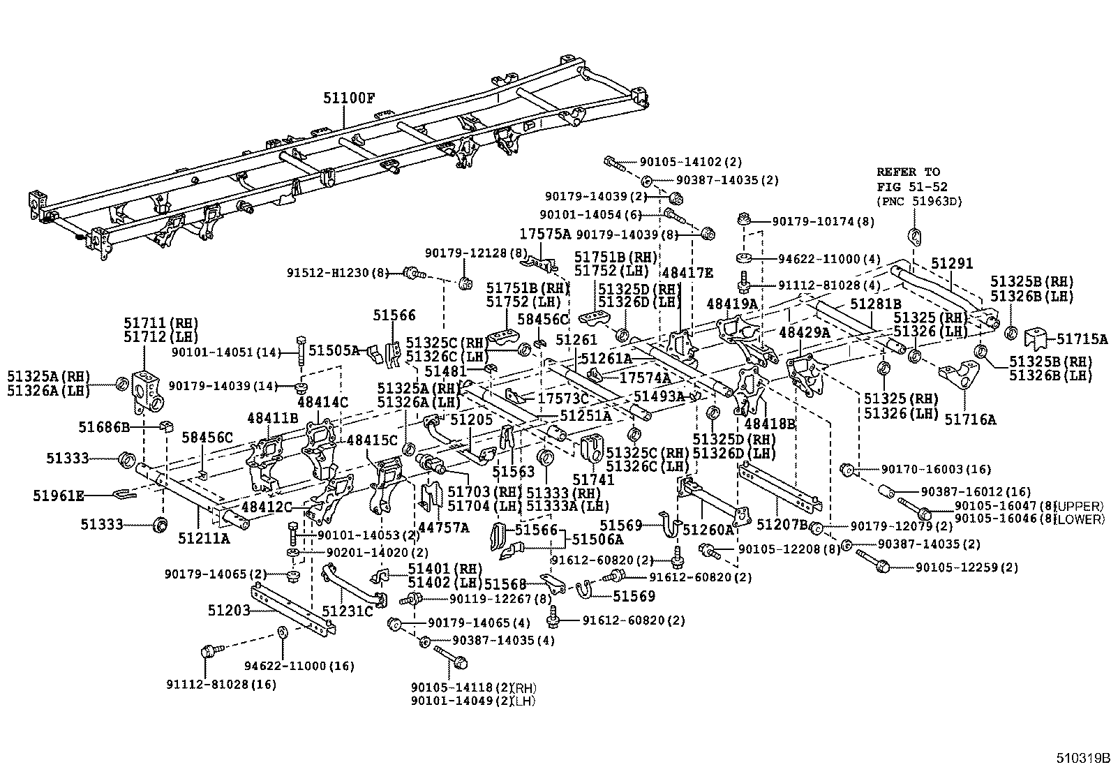 51201-36180 CROSSMEMBER SUB-ASSY, FRAME, NO.2 product image
