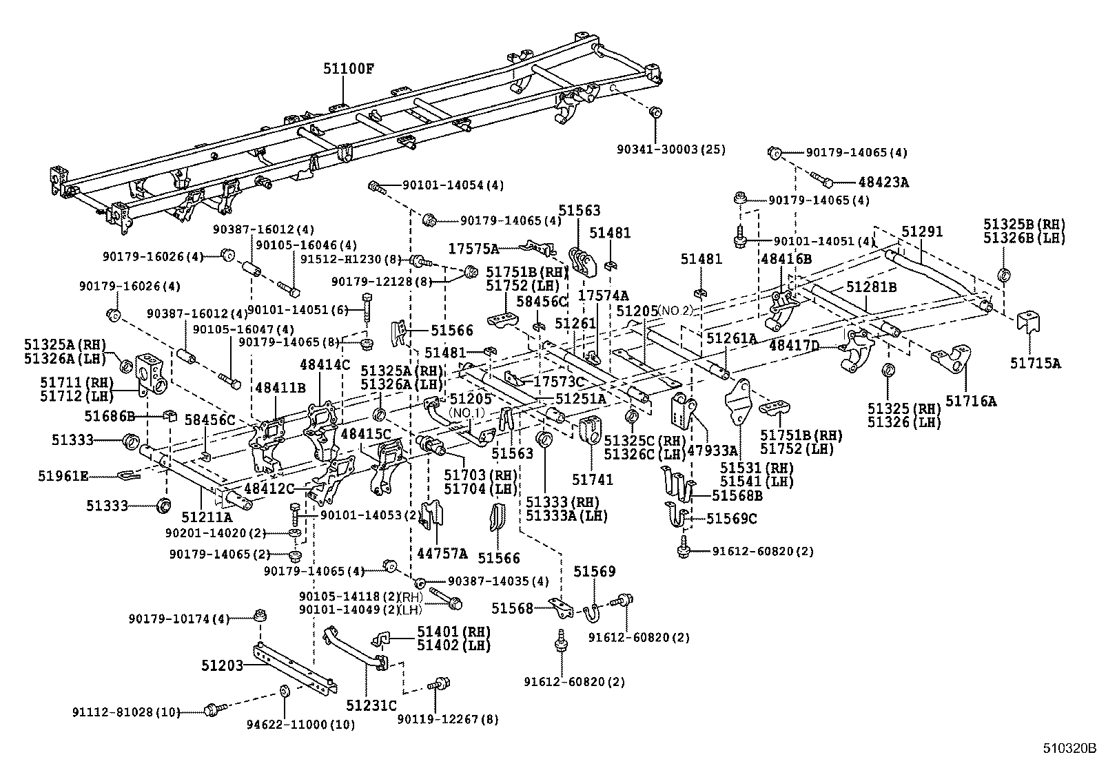 51201-36180 CROSSMEMBER SUB-ASSY, FRAME, NO.2 product image