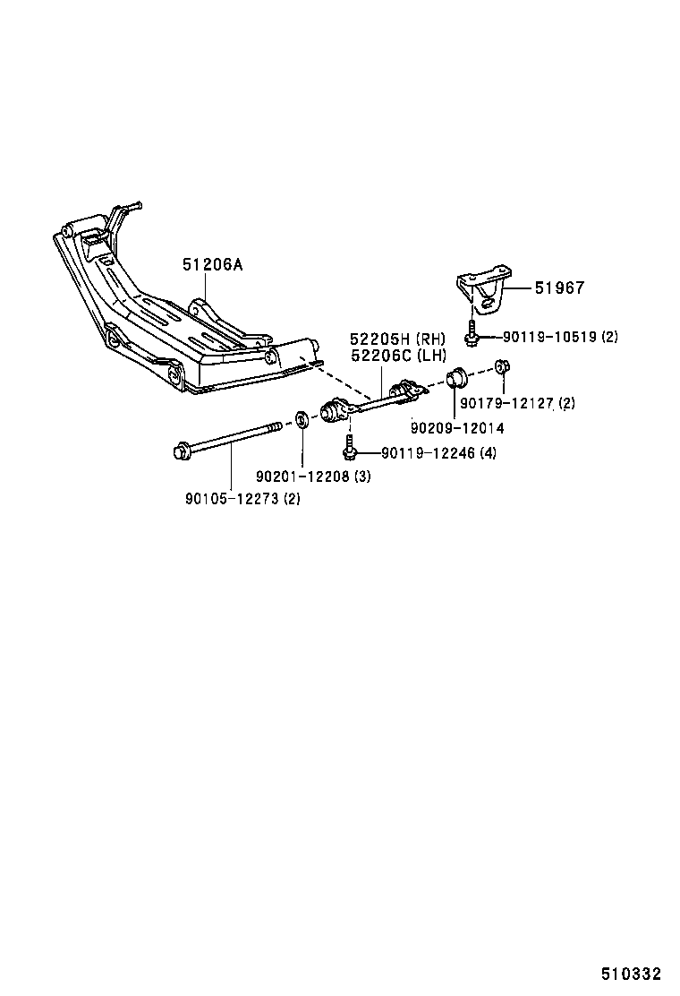 51206-32050 MEMBER SUB-ASSY, REAR SUSPENSION product image