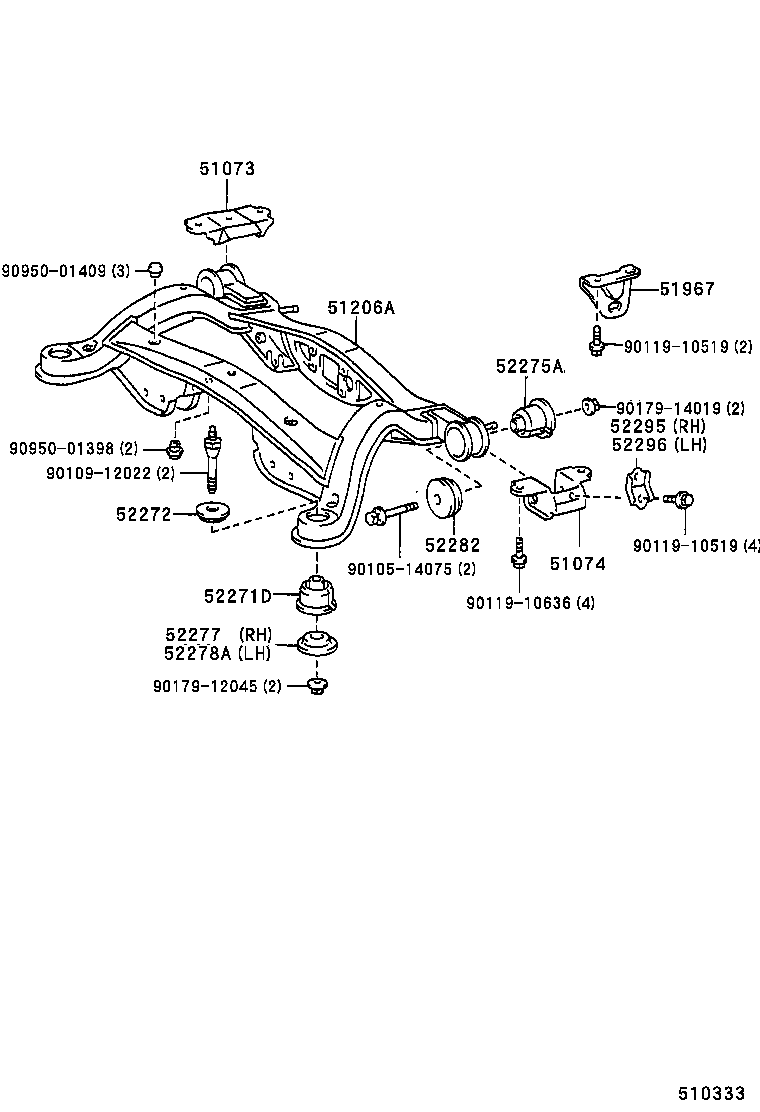 51206-32050 MEMBER SUB-ASSY, REAR SUSPENSION product image