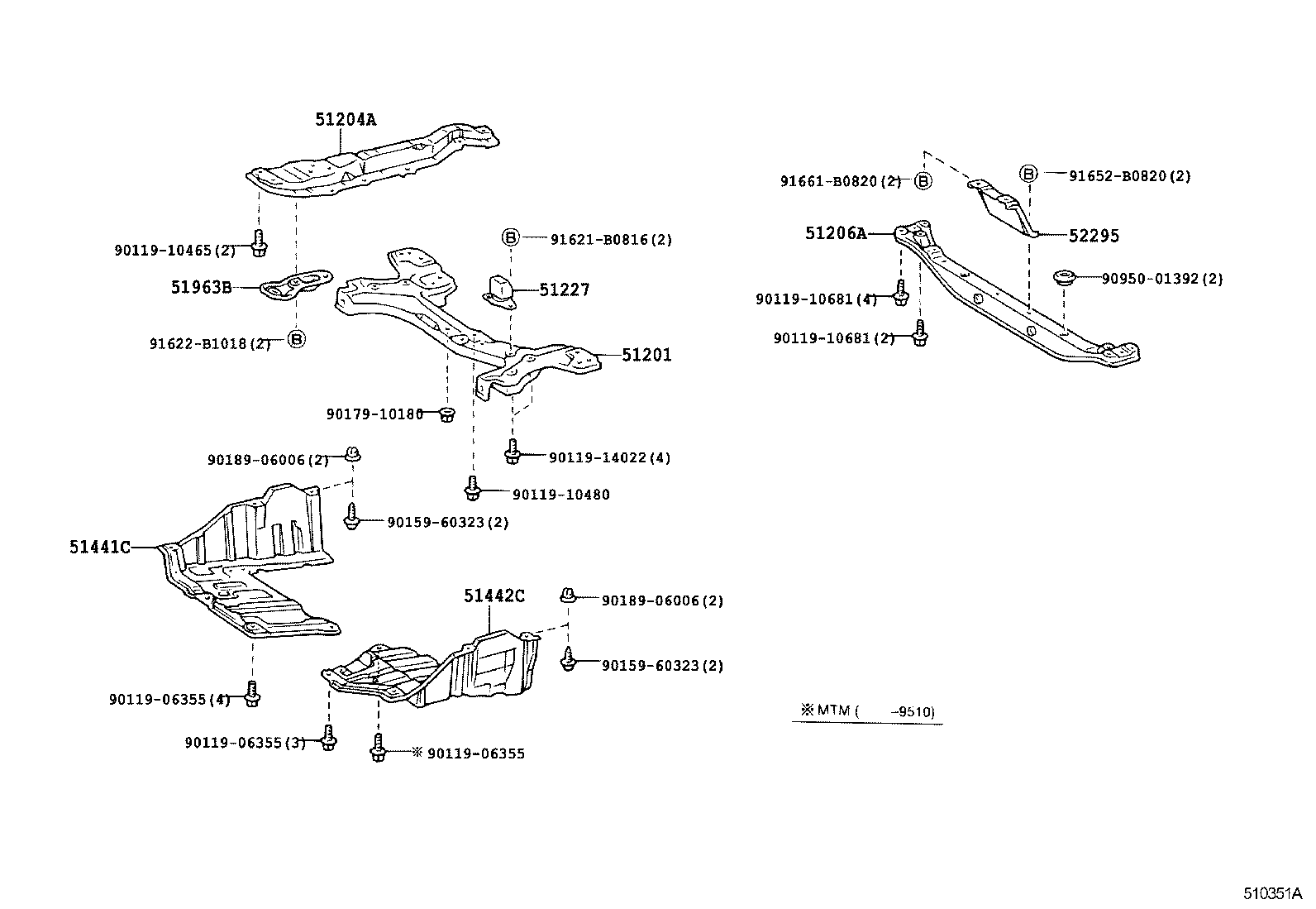51201-12400 CROSSMEMBER SUB-ASSY, FRONT SUSPENSION product image