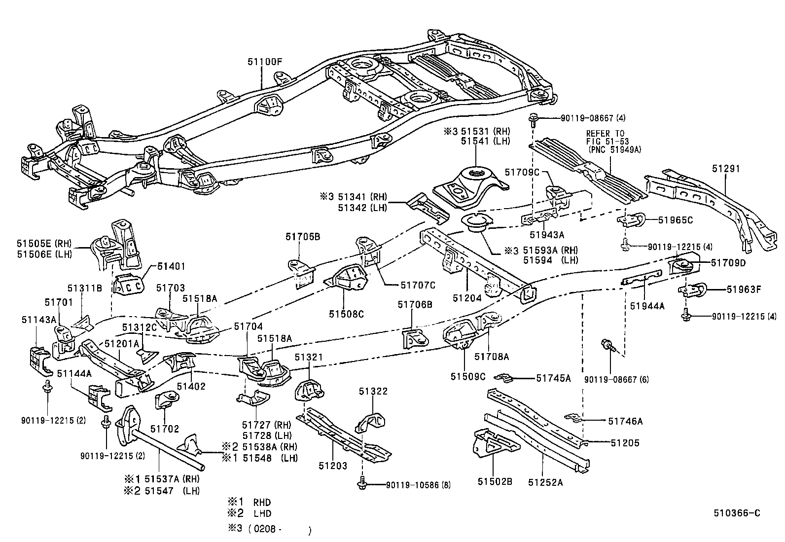 51421-60190 BRACKET SUB-ASSY, ENGINE FRONT MOUNTING, RH product image