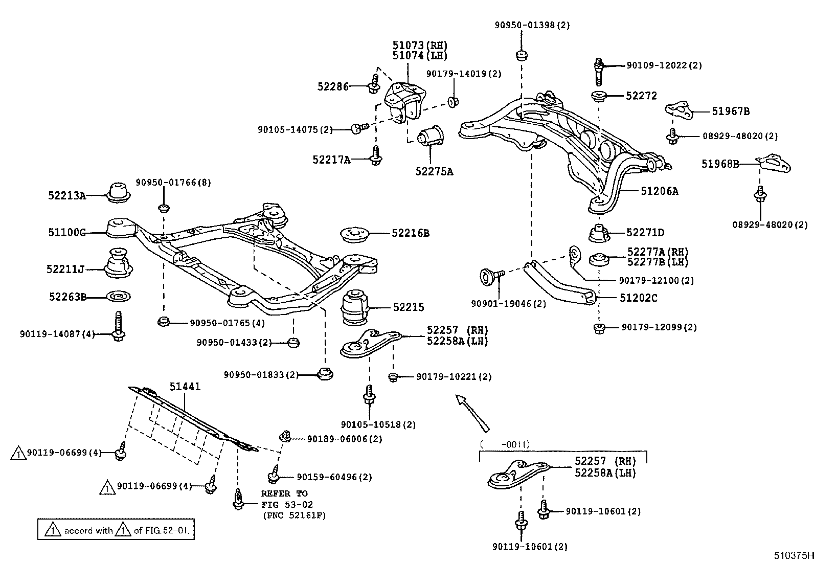 Toyota 52257-48010 BRACE, FRONT SUSPENSION MEMBER, REAR RH