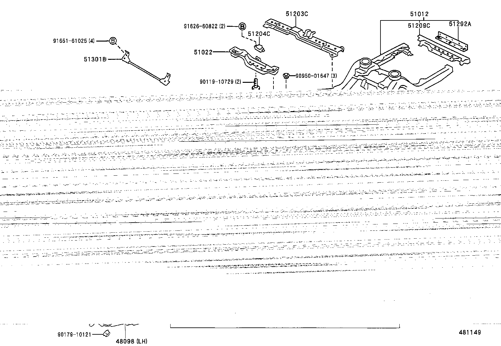 51012-30360 RAIL SUB-ASSY, REAR FRAME product image