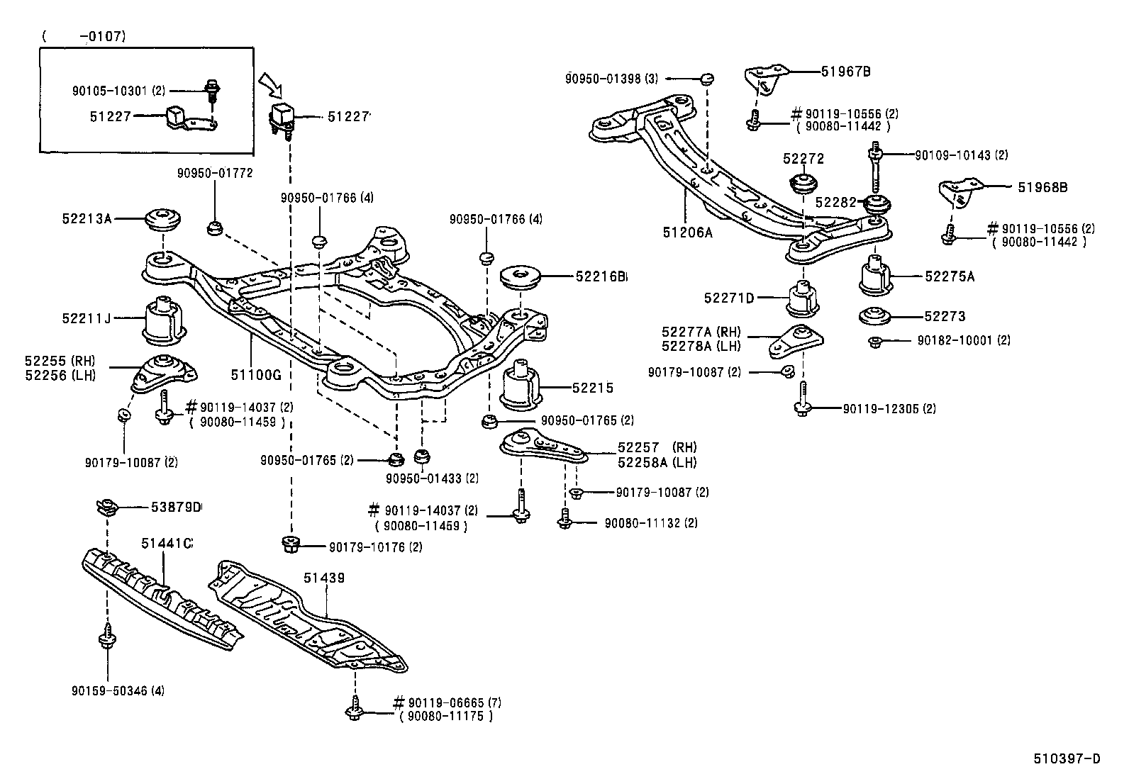 Toyota 51024-33040 BRACE, FRONT SUSPENSION MEMBER, REAR LH