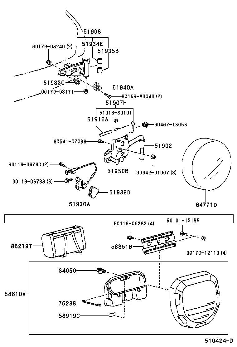 51900-10100 CARRIER ASSY, SPARE WHEEL product image