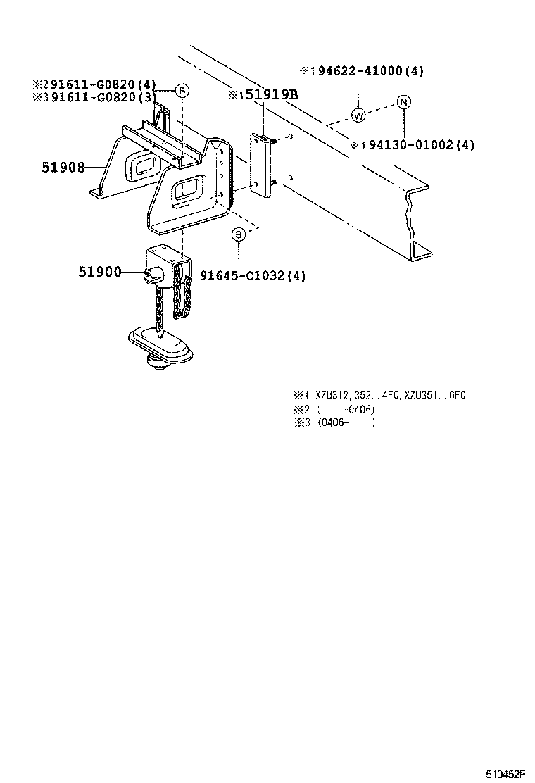 51908-37140 BRACKET SUB-ASSY, SPARE WHEEL MOUNTING product image