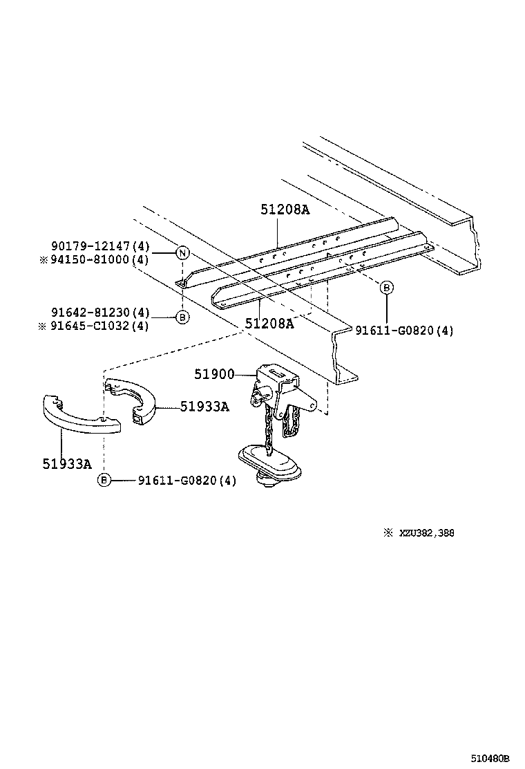 51908-37160 BRACKET SUB-ASSY, SPARE WHEEL CARRIER product image