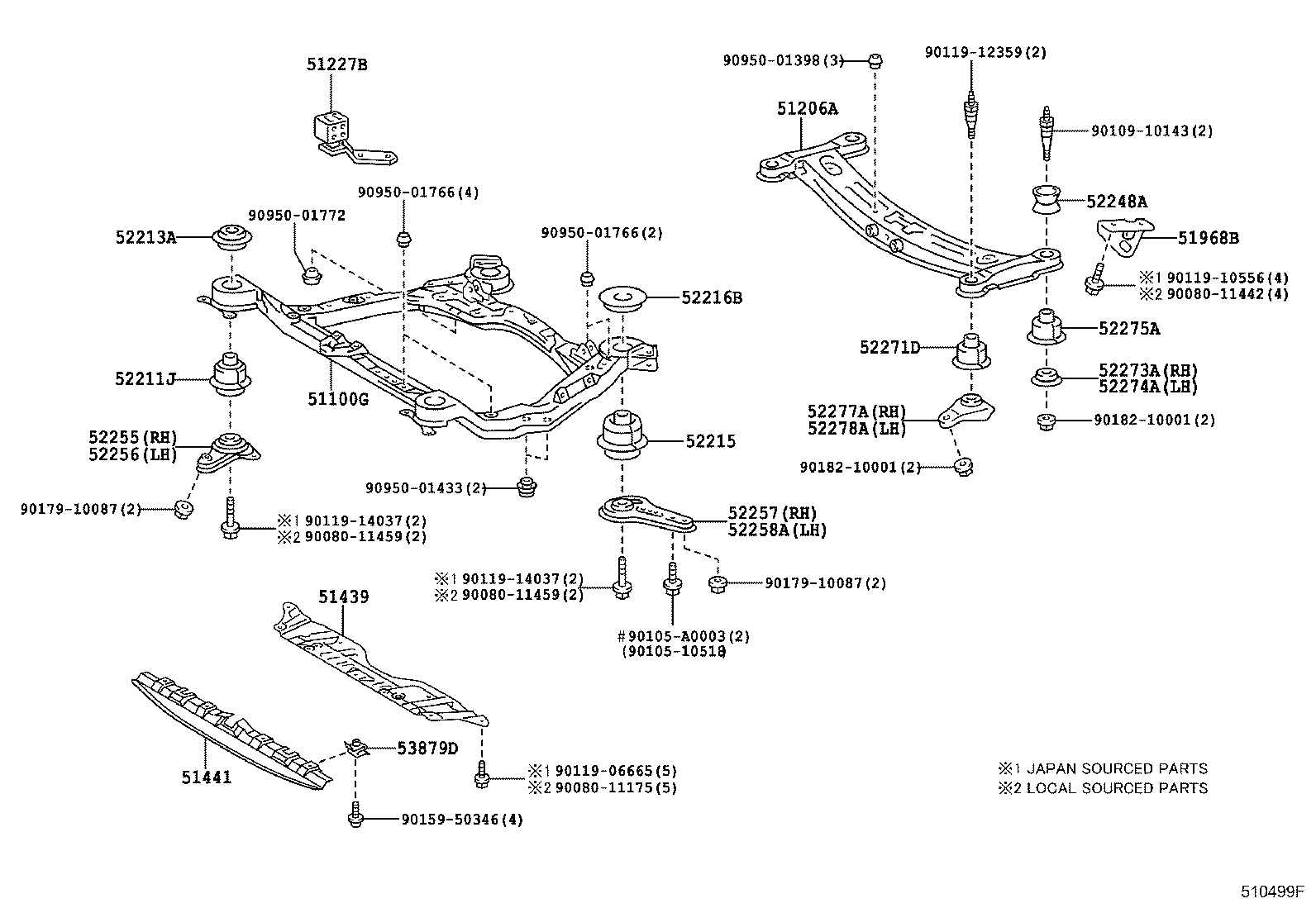 51206-06033 MEMBER SUB-ASSY, REAR SUSPENSION product image