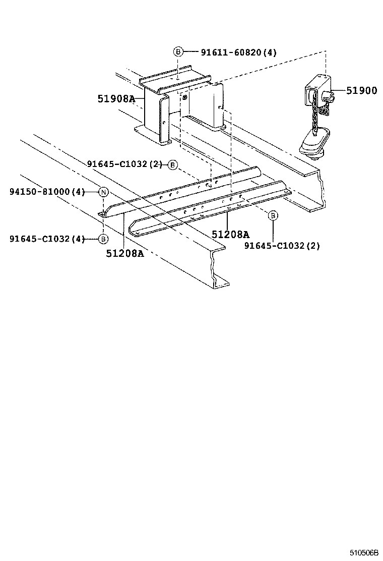 51912-37010 RETAINER SUB-ASSY, SPARE TIRE CARRIER product image