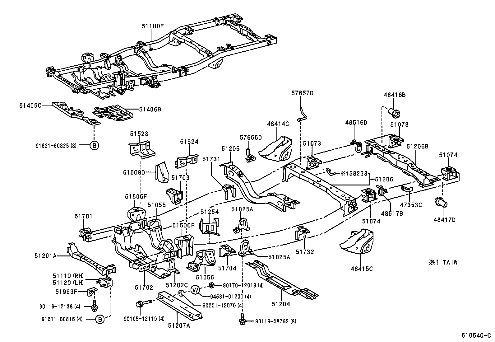 51401-0B010 BRACKET SUB-ASSY, ENGINE FRONT MOUNTING, RH product image