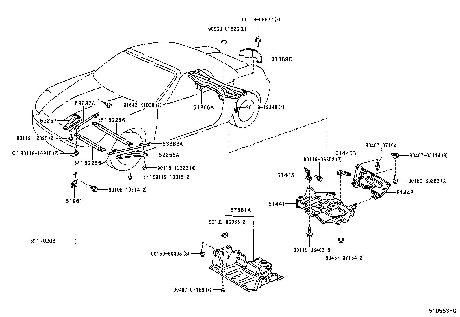 Toyota 51446-17020 BRACKET, ENGINE UNDER COVER, NO.2