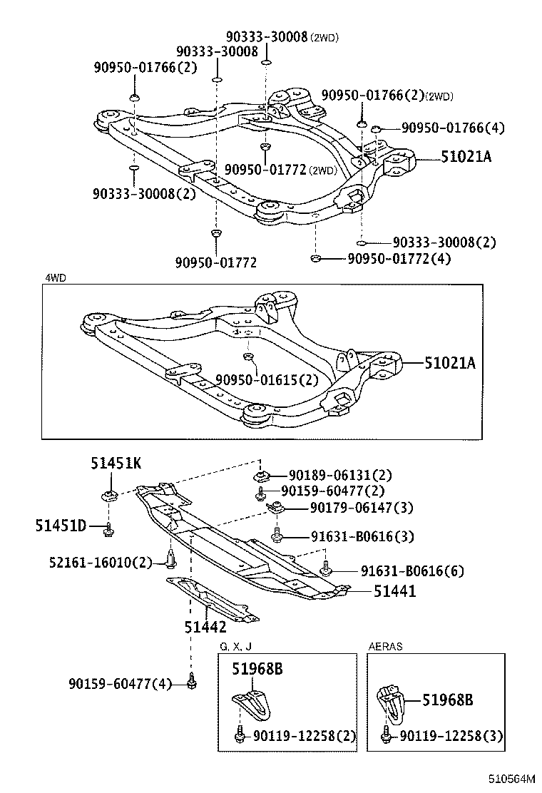 51100-28050 MEMBER SUB-ASSY, ENGINE FRONT SUPPORT product image