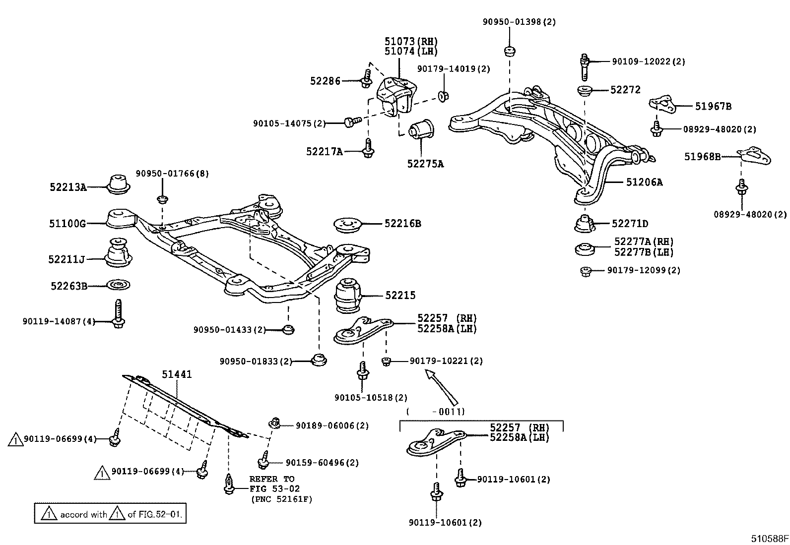 51073-48010 BRACKET SUB-ASSY, REAR BODY MOUNTING, NO.2 RH product image