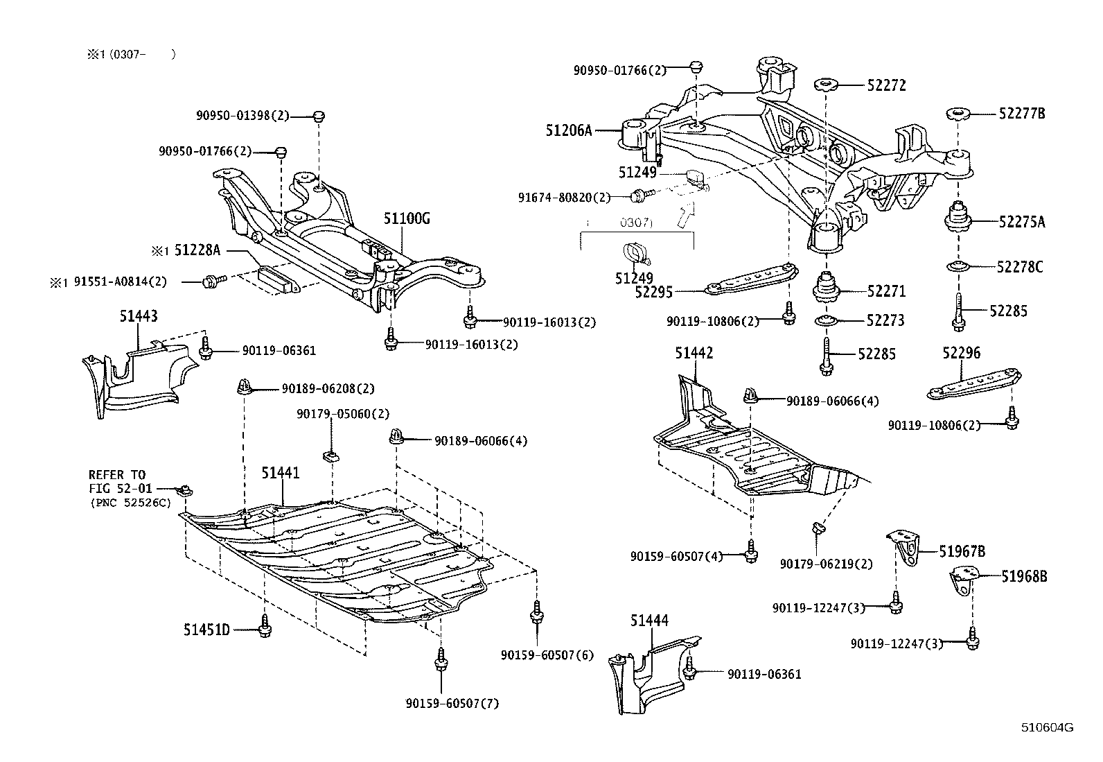 Toyota 52277-50020 STOPPER, REAR SUSPENSION MEMBER, REAR UPPER
