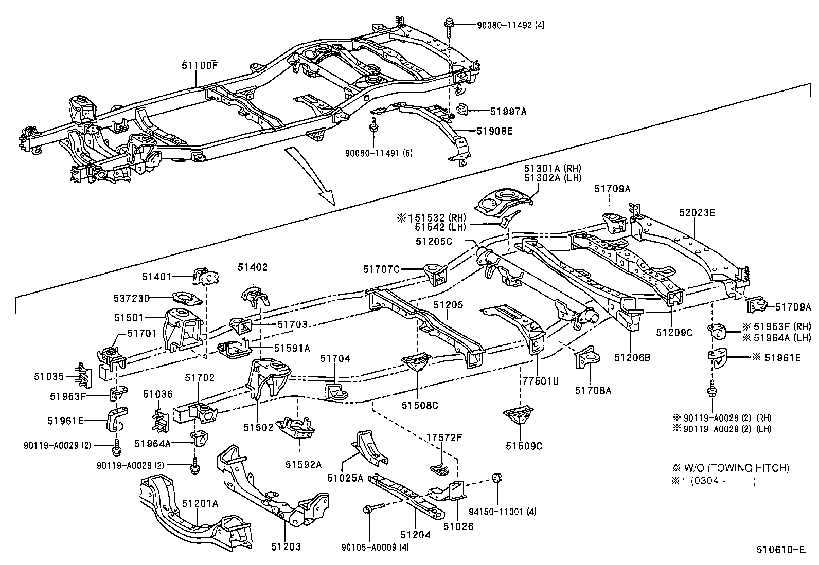 Toyota 51001-0C200 FRAME SUB-ASSY