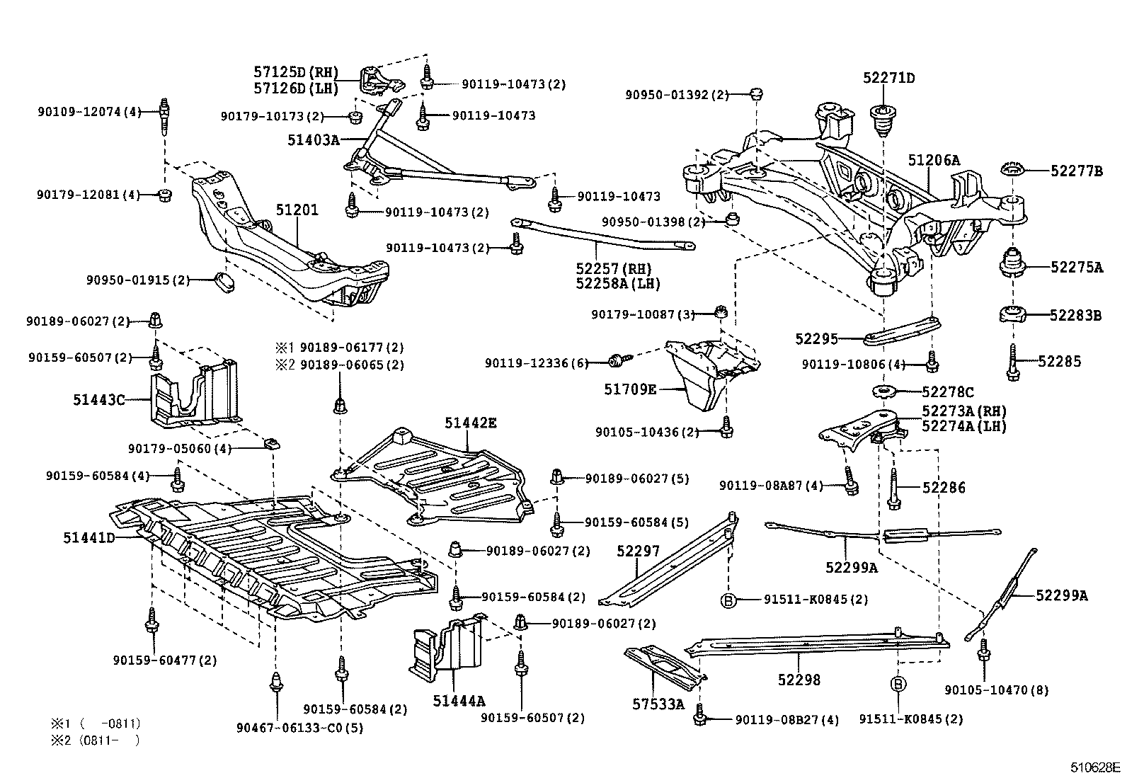 Toyota 52257-24010 BRACE, FRONT SUSPENSION MEMBER, REAR RH