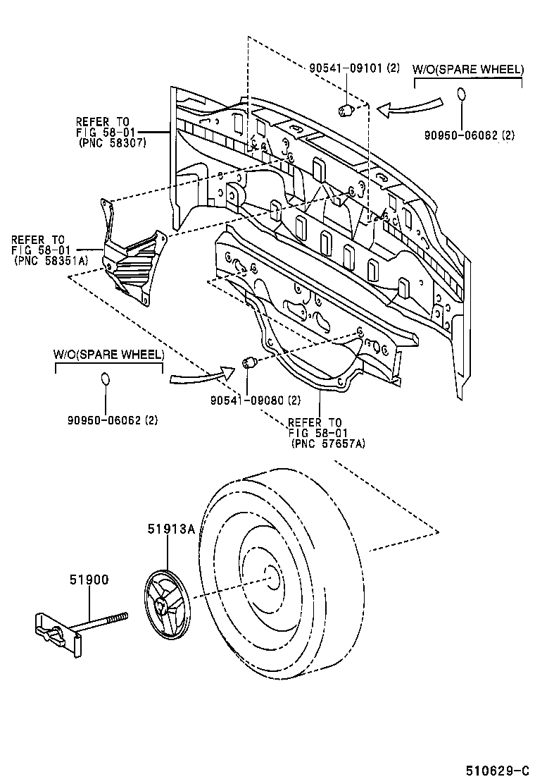Toyota 51900-91705 CARRIER ASSY, SPARE WHEEL