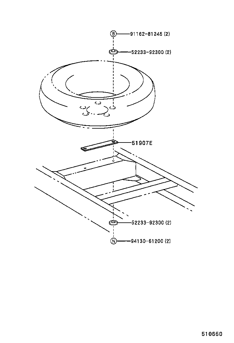 51912-37010 RETAINER SUB-ASSY, SPARE TIRE CARRIER product image