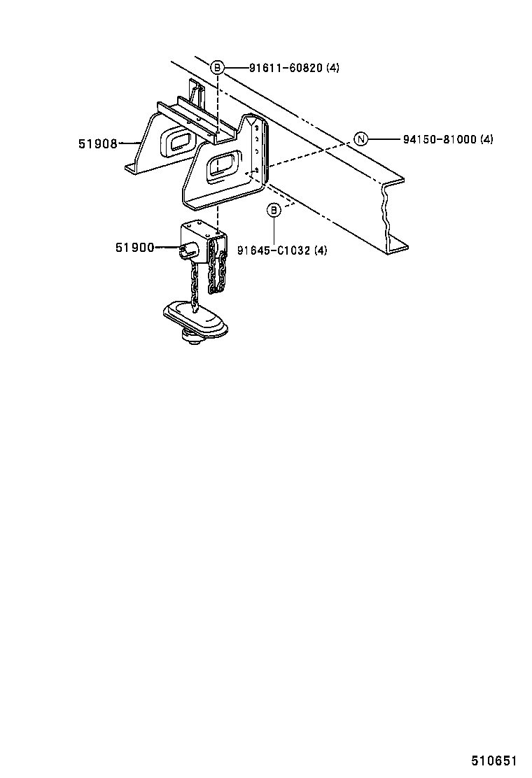 51912-37010 RETAINER SUB-ASSY, SPARE TIRE CARRIER product image