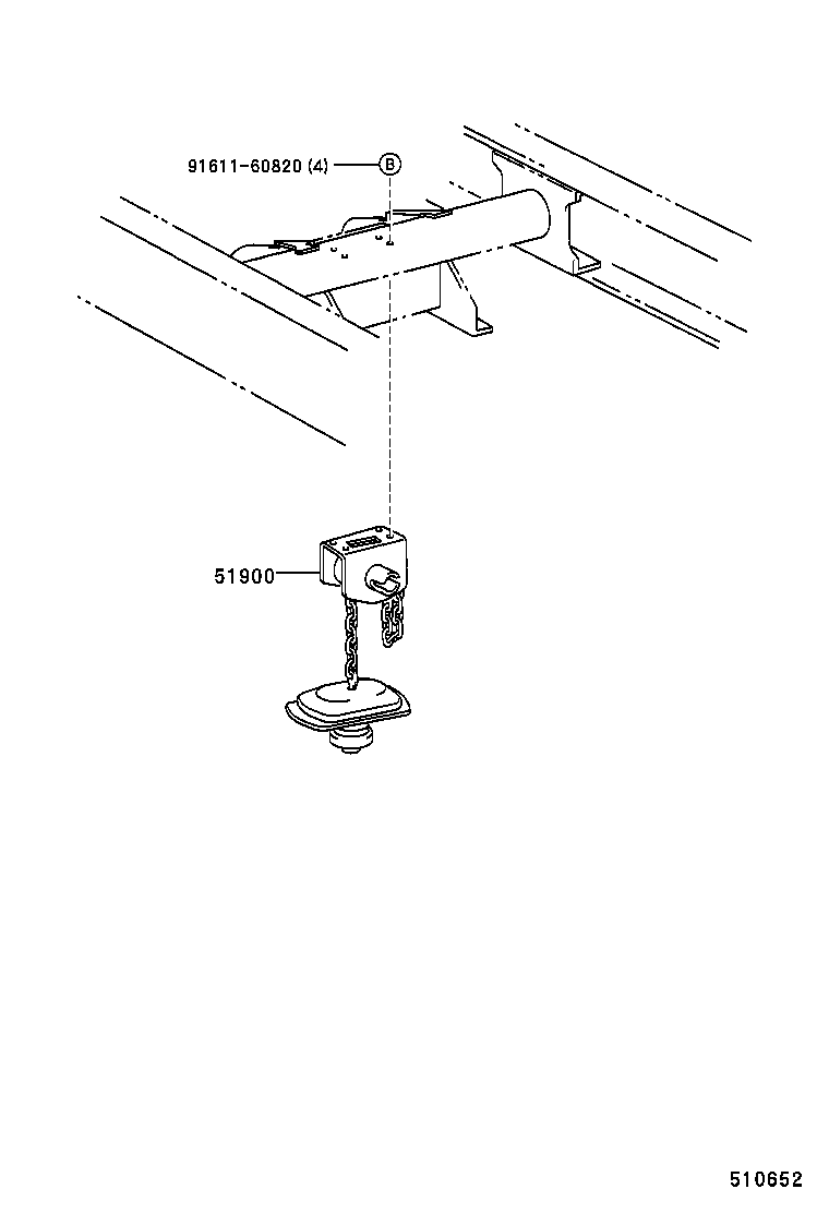 51912-37010 RETAINER SUB-ASSY, SPARE TIRE CARRIER product image