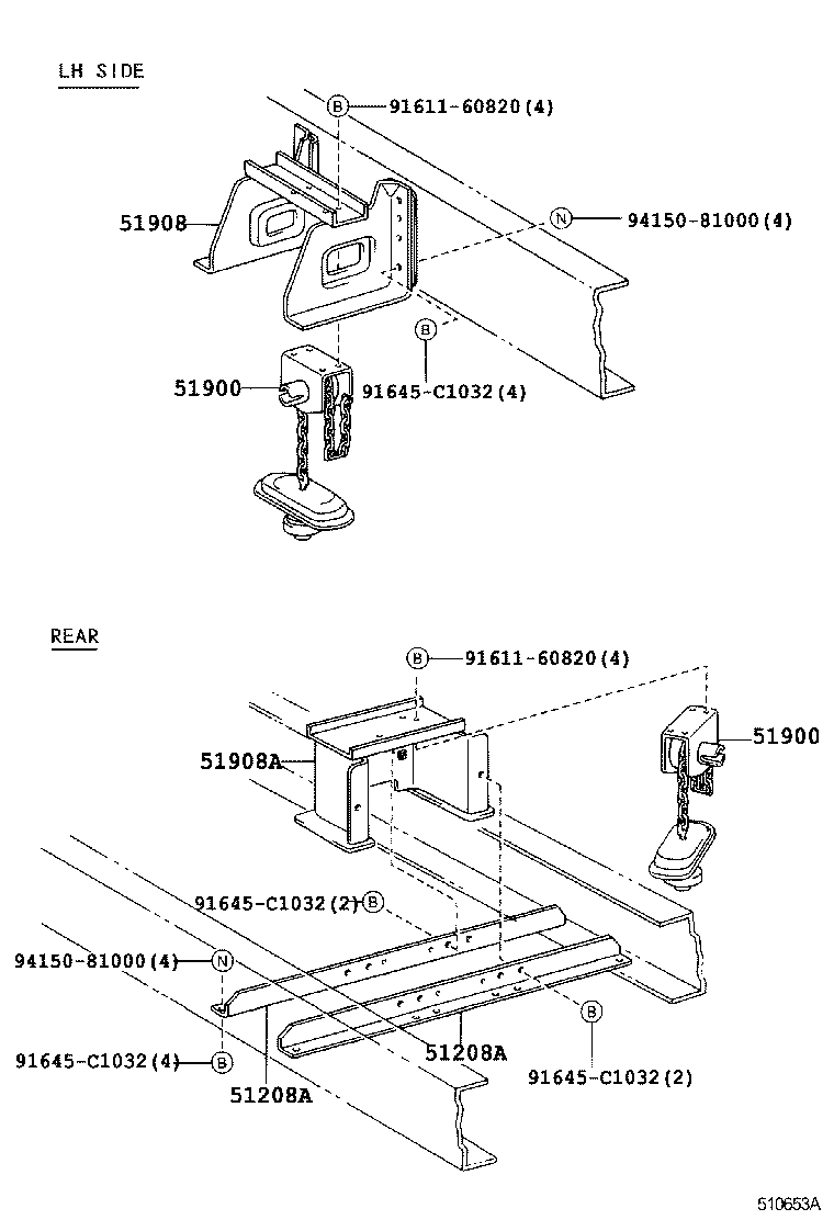 51912-37010 RETAINER SUB-ASSY, SPARE TIRE CARRIER product image