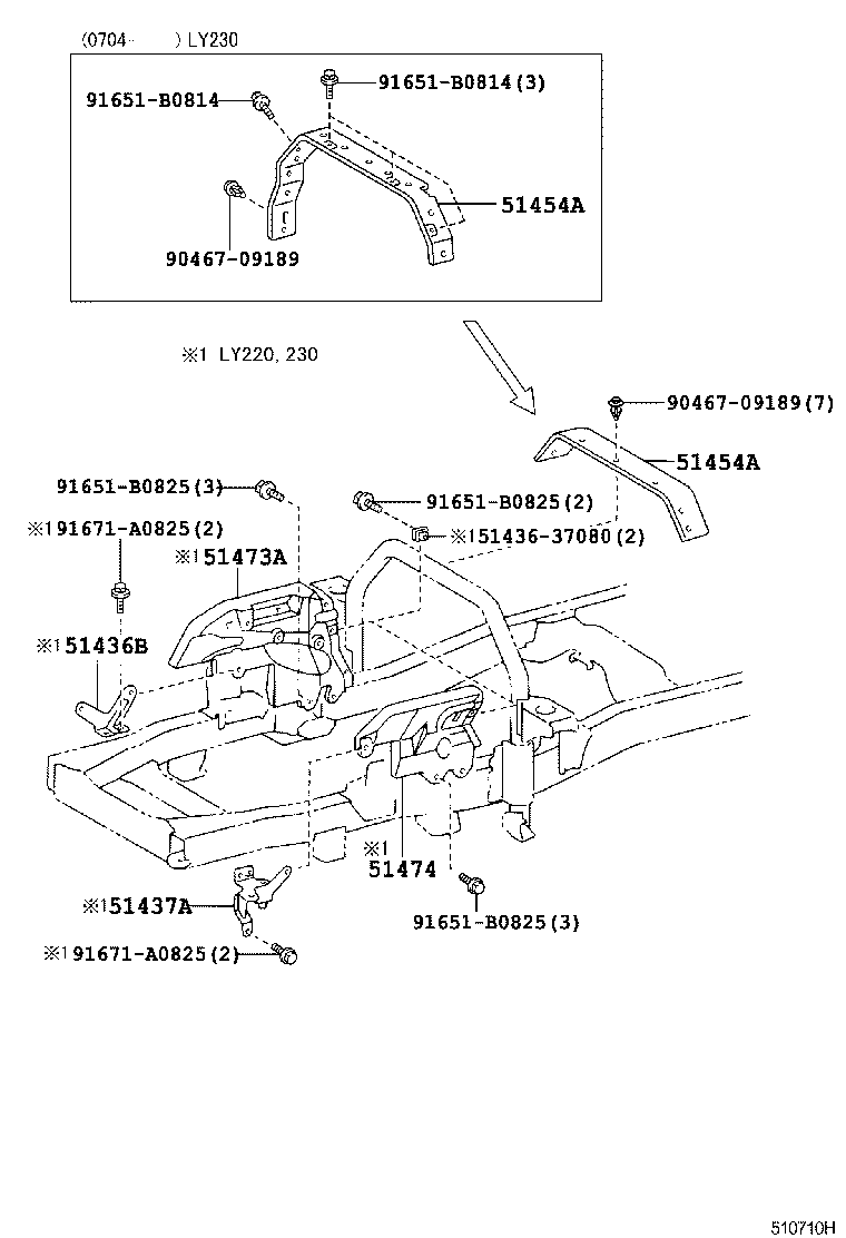 51436-25030 BRACKET, ENGINE SIDE COVER, NO.1 RH product image