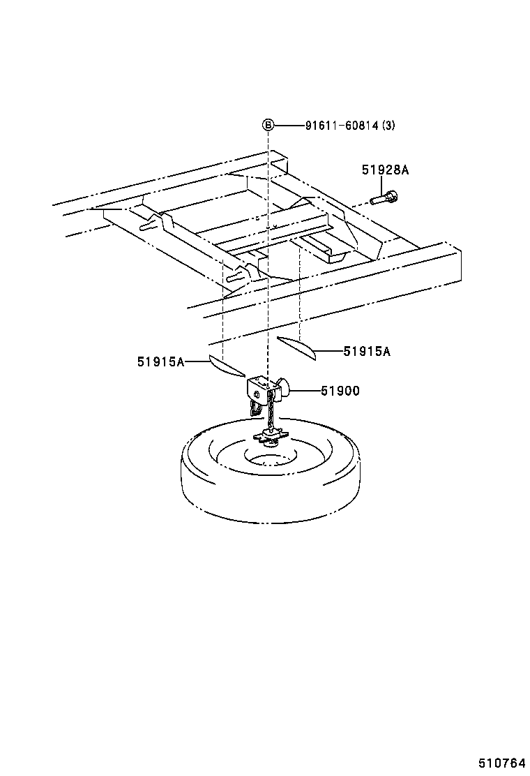 51900-38010 CARRIER ASSY, SPARE WHEEL product image