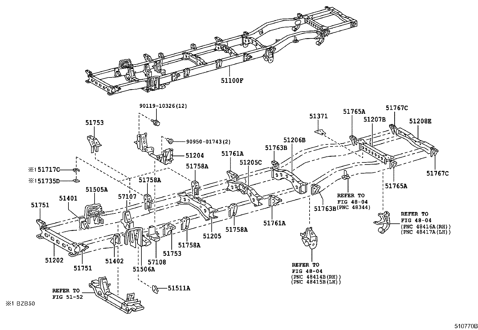 51201-36180 CROSSMEMBER SUB-ASSY, FRAME, NO.2 product image