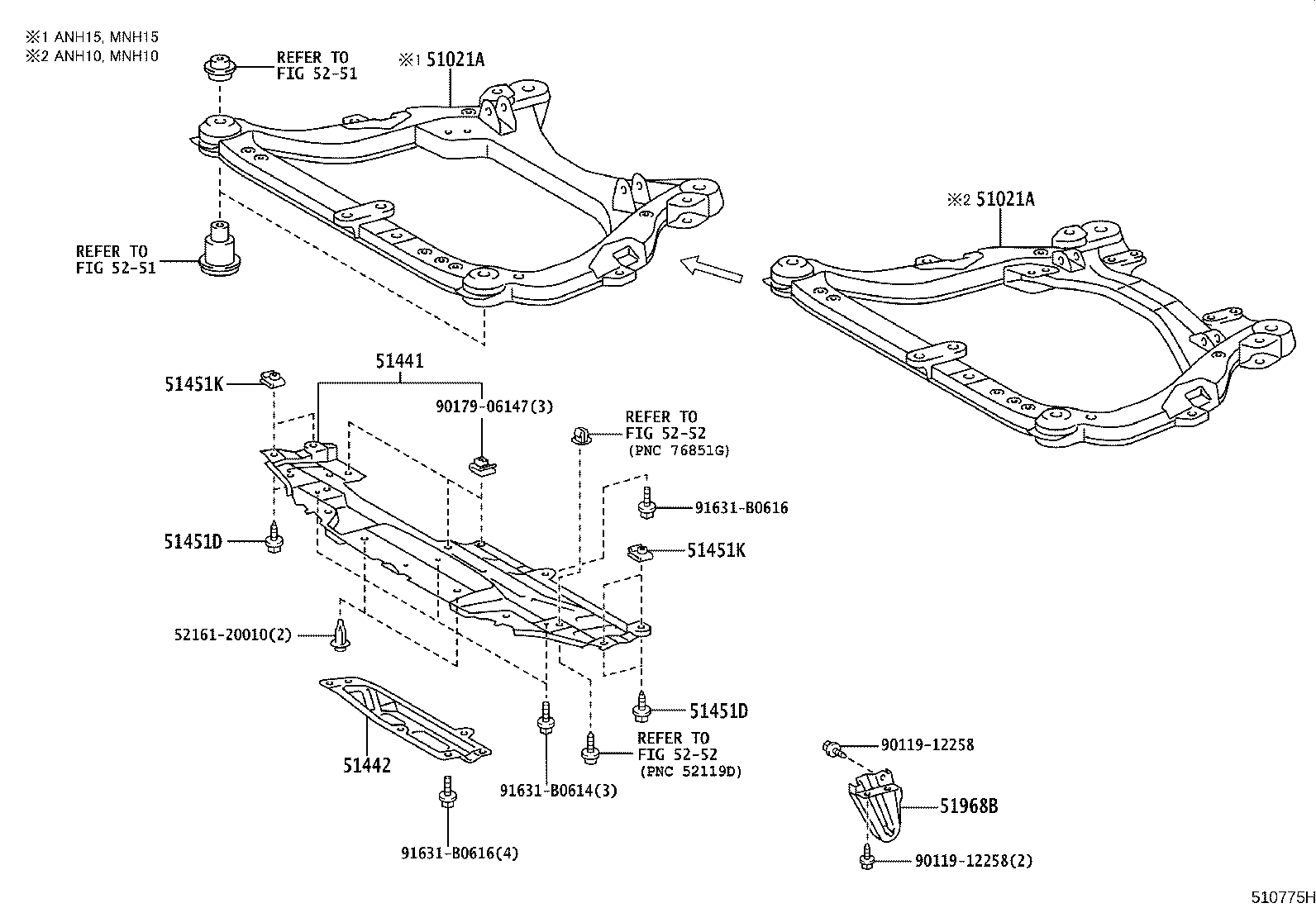 51100-58010 MEMBER SUB-ASSY, ENGINE FRONT SUPPORT product image