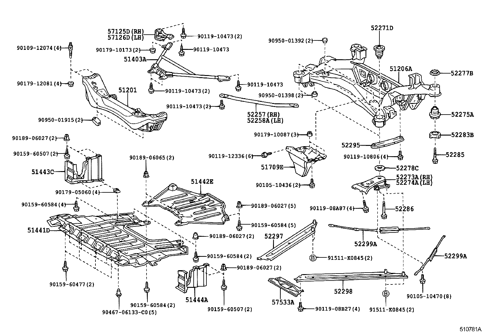 52295-30020 BRACE, REAR SUSPENSION MEMBER, RH product image