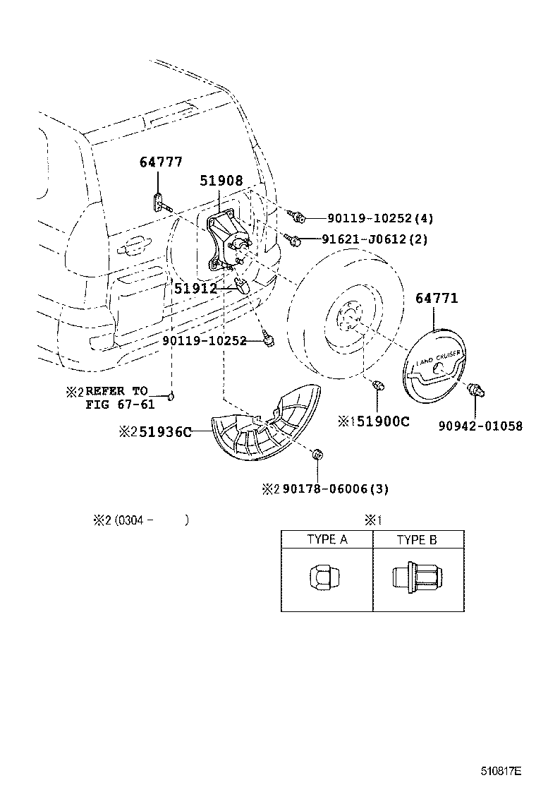 51908-60150 BRACKET SUB-ASSY, SPARE WHEEL CARRIER product image