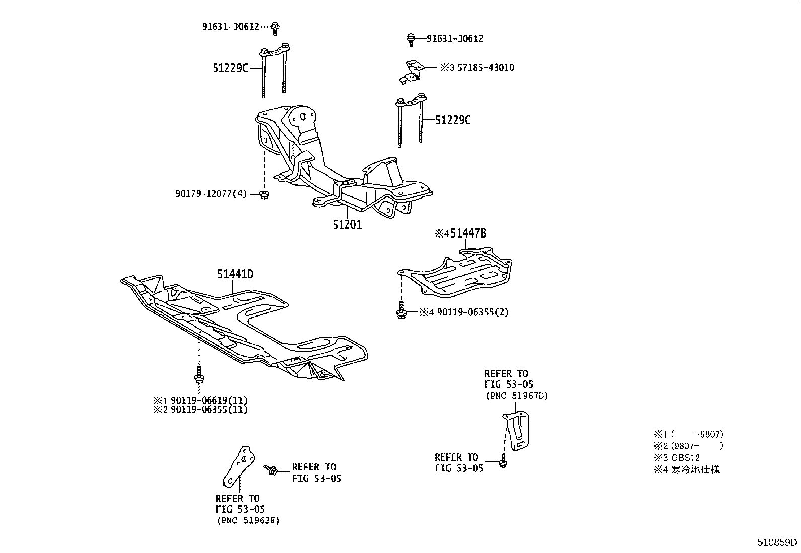 51201-43020 CROSSMEMBER SUB-ASSY, FRONT SUSPENSION product image