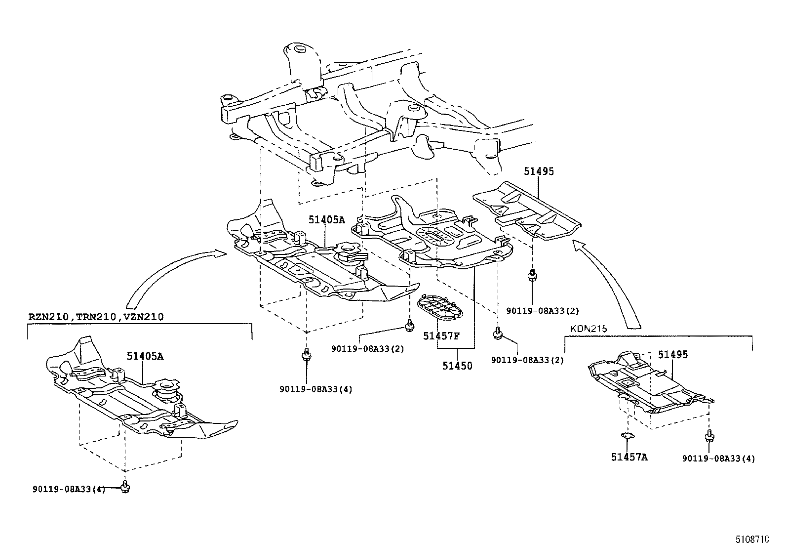 51457-35020 BRACKET, ENGINE UNDER COVER, NO.3 product image