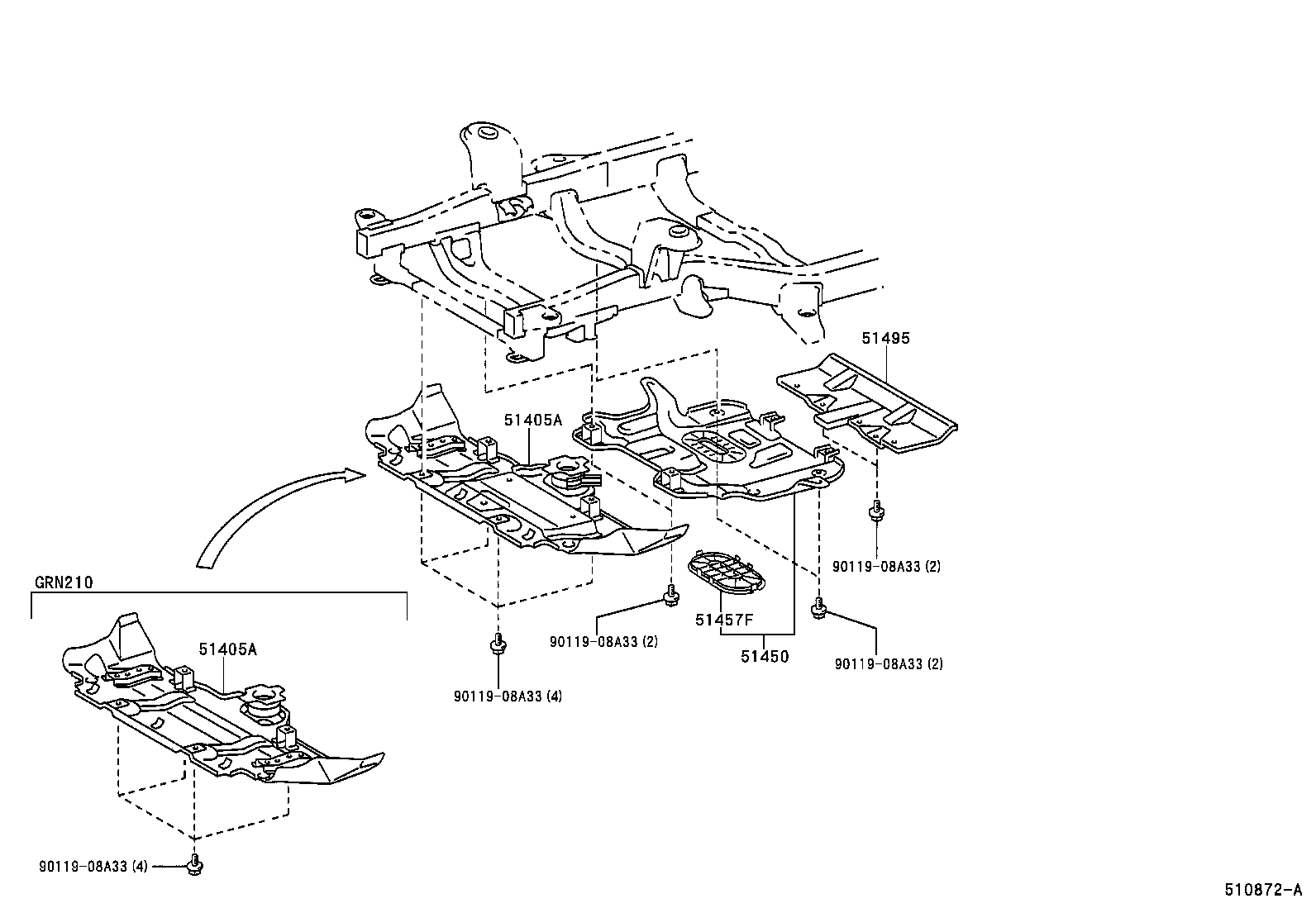 51405-35140 COVER SUB-ASSY, ENGINE UNDER, NO.1 product image