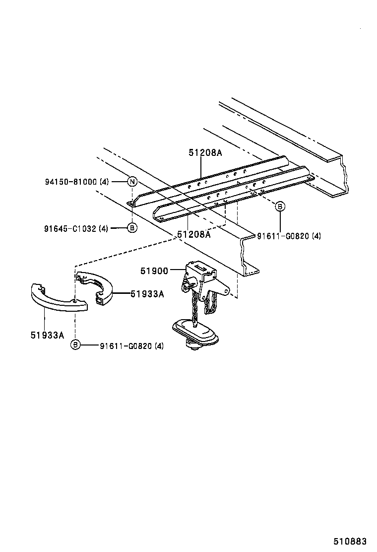 51908-37280 BRACKET SUB-ASSY, SPARE WHEEL MOUNTING product image
