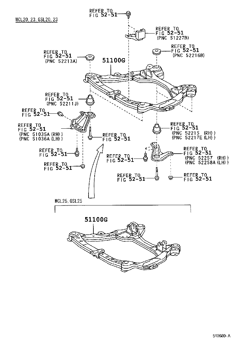 Toyota 51100-08010 FRAME ASSY, FRONT
