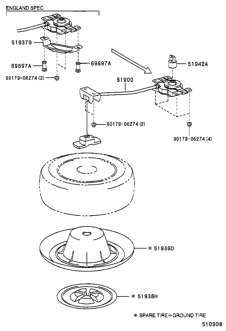 69597-48010 NUT, SPARE WHEEL LOCK product image