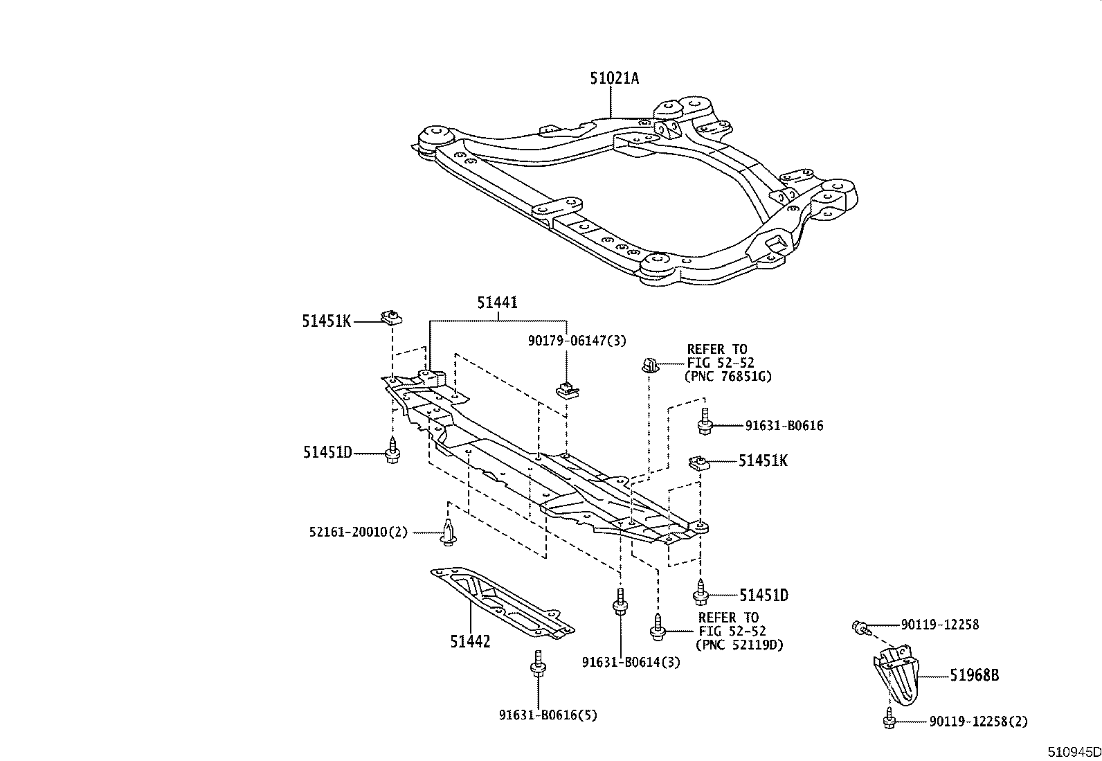 51100-58030 MEMBER SUB-ASSY, ENGINE FRONT SUPPORT product image