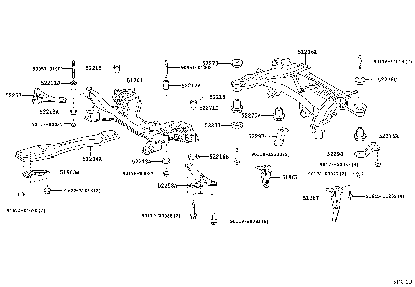 51206-21070 MEMBER SUB-ASSY, REAR SUSPENSION product image