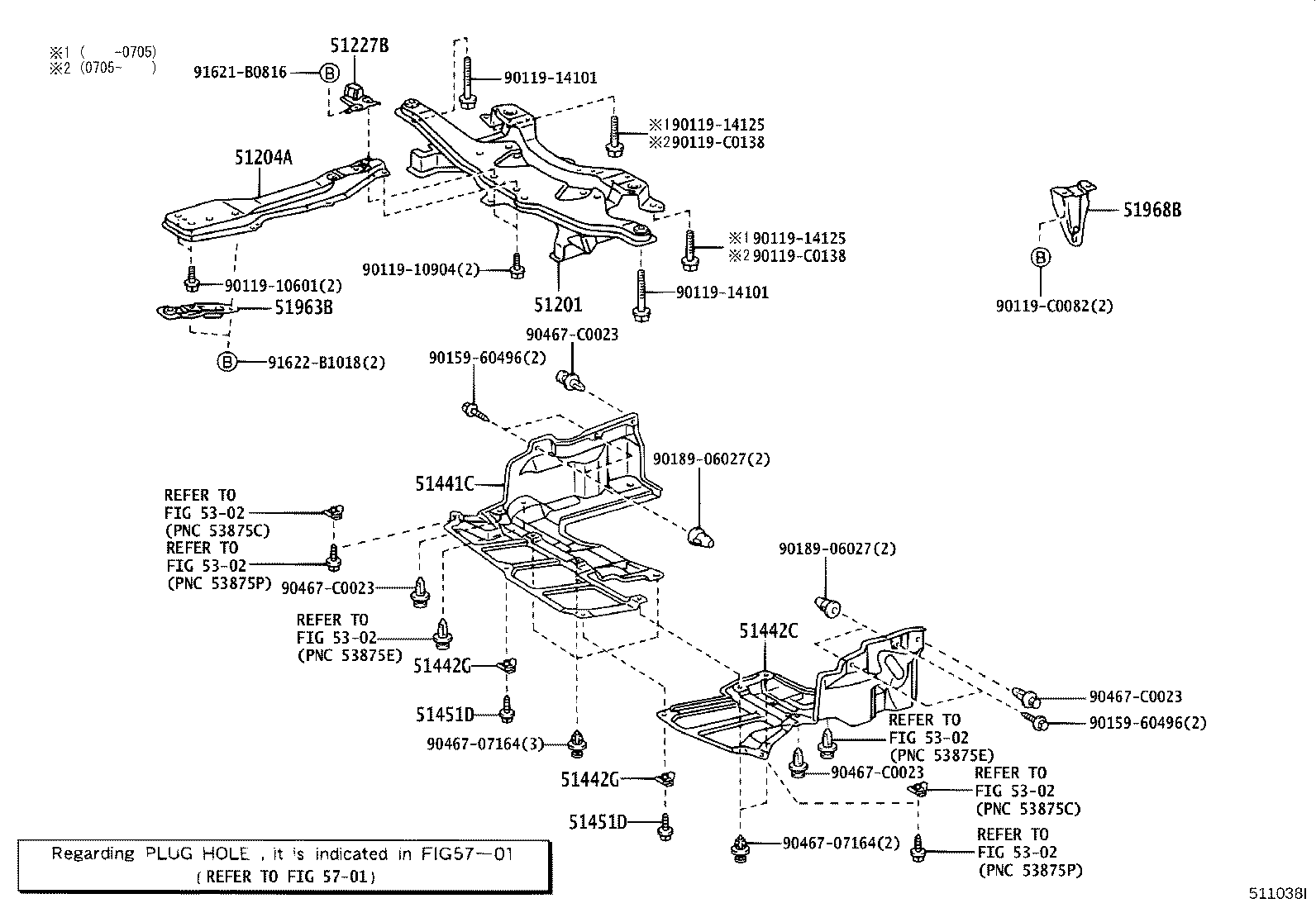 51204-02060 MEMBER SUB-ASSY, ENGINE MOUNTING, CENTER product image