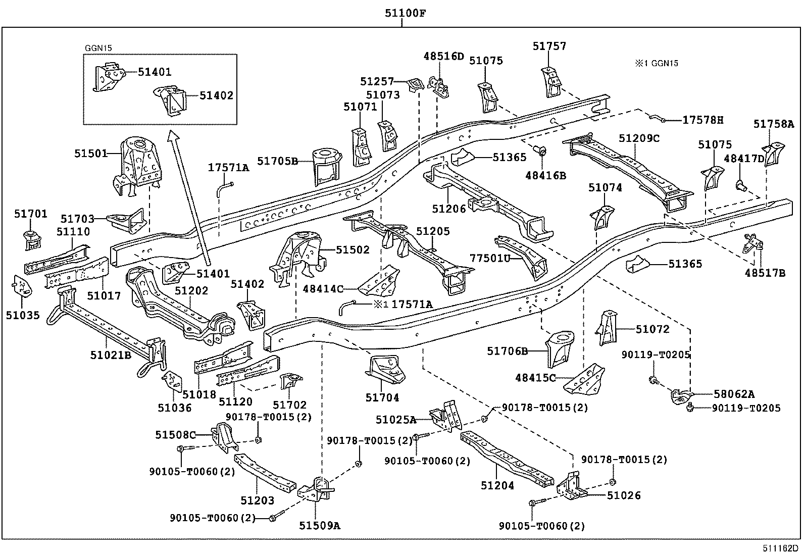 Toyota 51036-0K010 PLATE SUB-ASSY, FRAME SIDE RAIL, LH