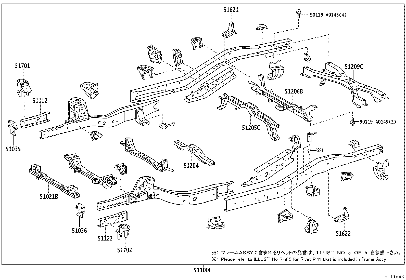 Toyota 51036-04010 PLATE SUB-ASSY, FRAME SIDE RAIL, LH