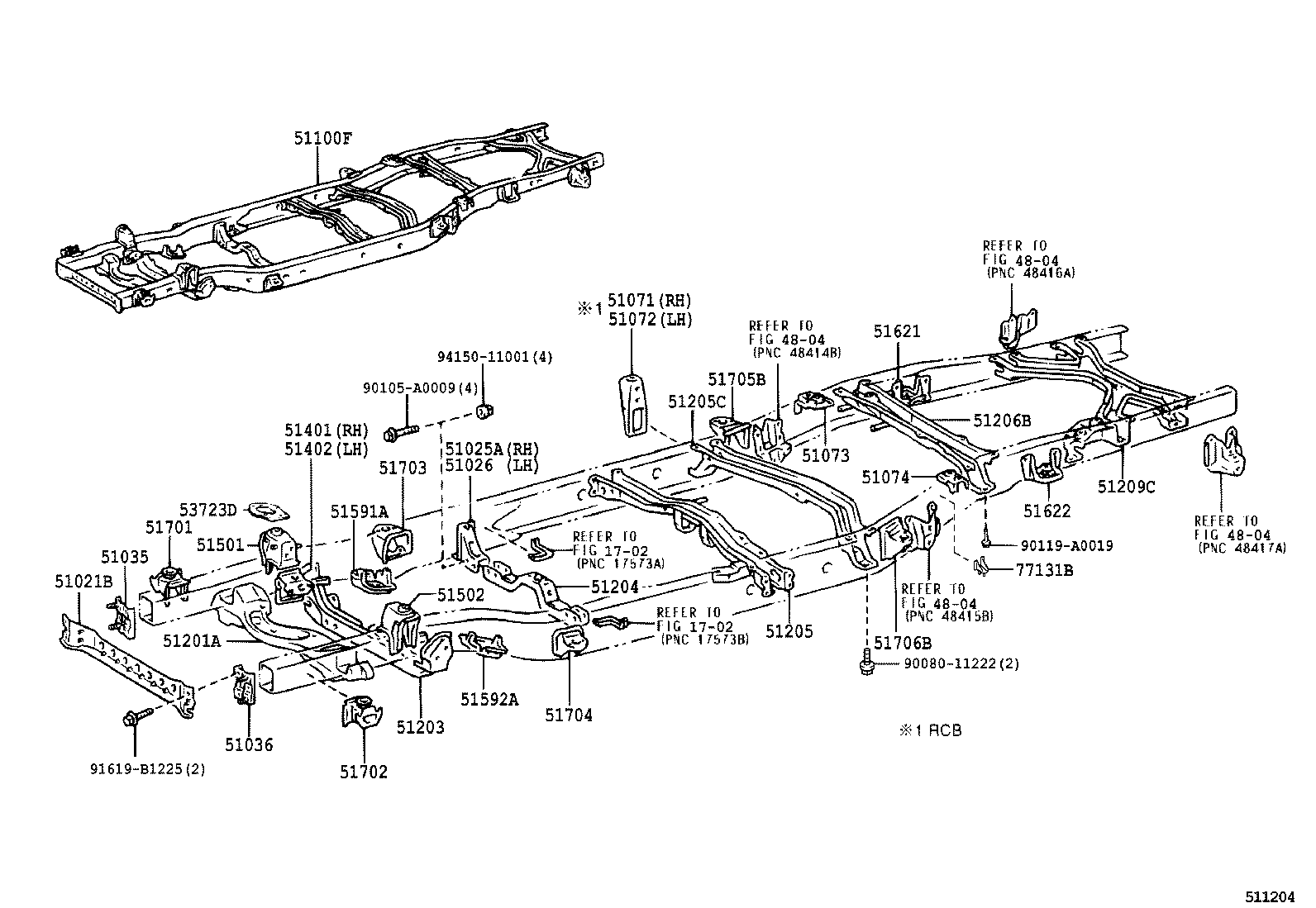 51025-0C010 BRACKET SUB-ASSY, FRAME NO.3 CROSS MEMBER, RH product image