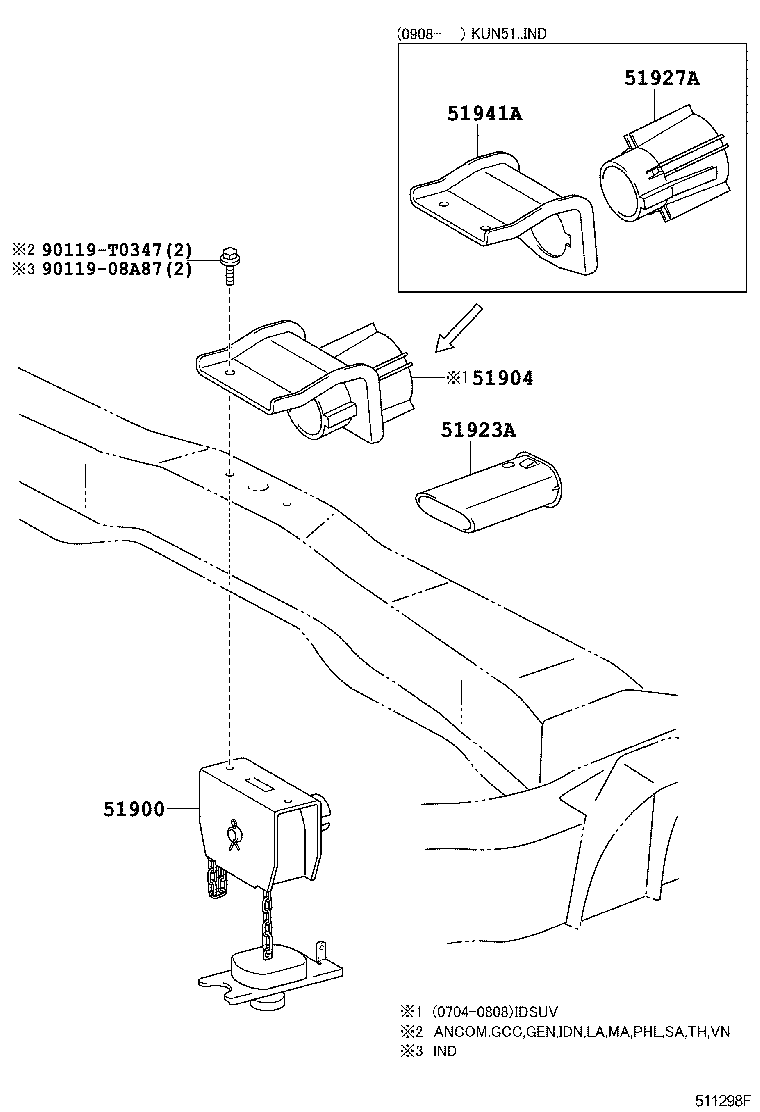 51900-0K090 CARRIER ASSY, SPARE WHEEL product image