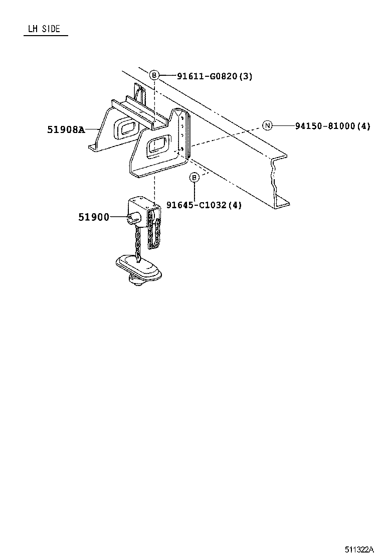 51908-37280 BRACKET SUB-ASSY, SPARE WHEEL MOUNTING product image