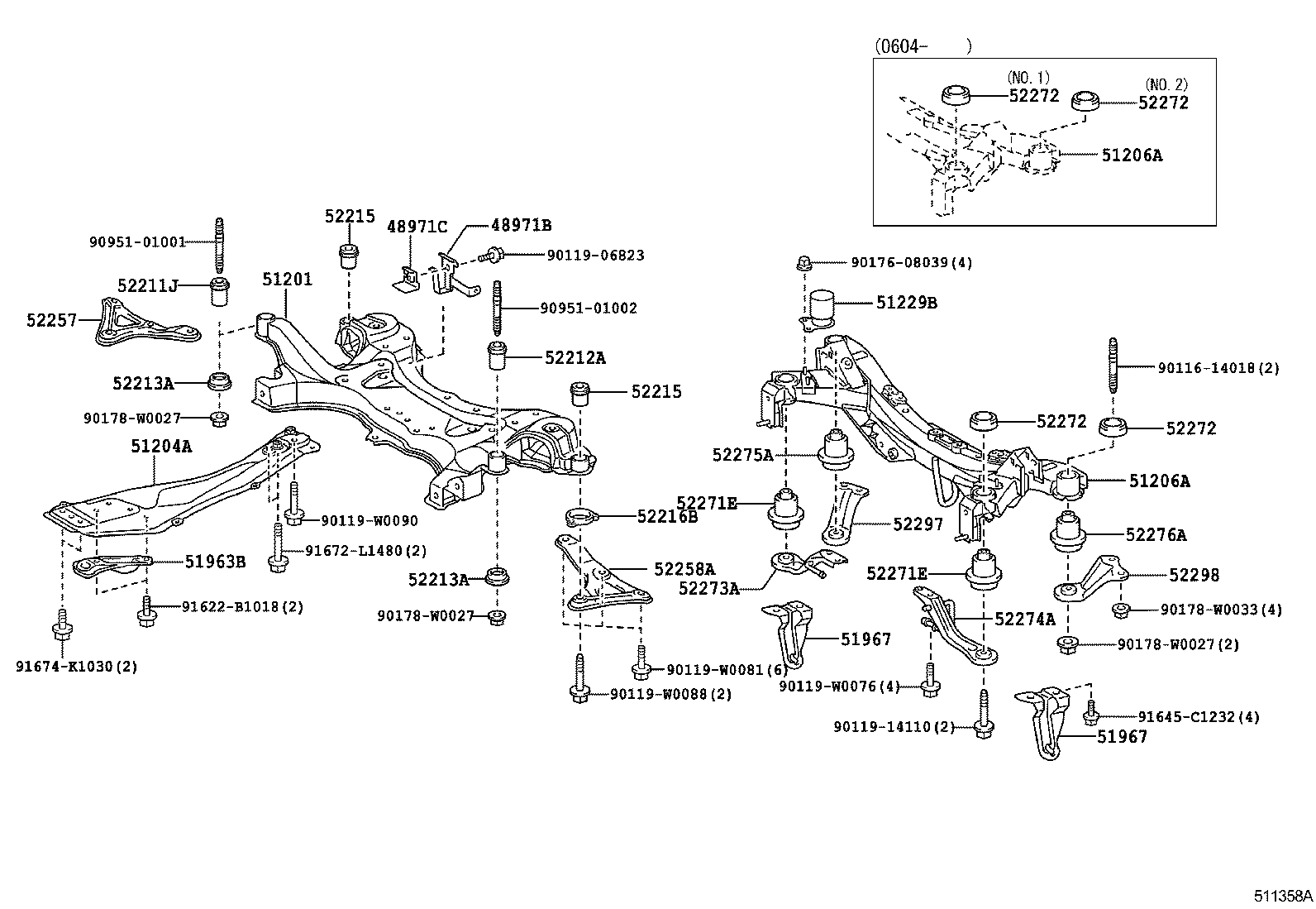 51206-21070 MEMBER SUB-ASSY, REAR SUSPENSION product image