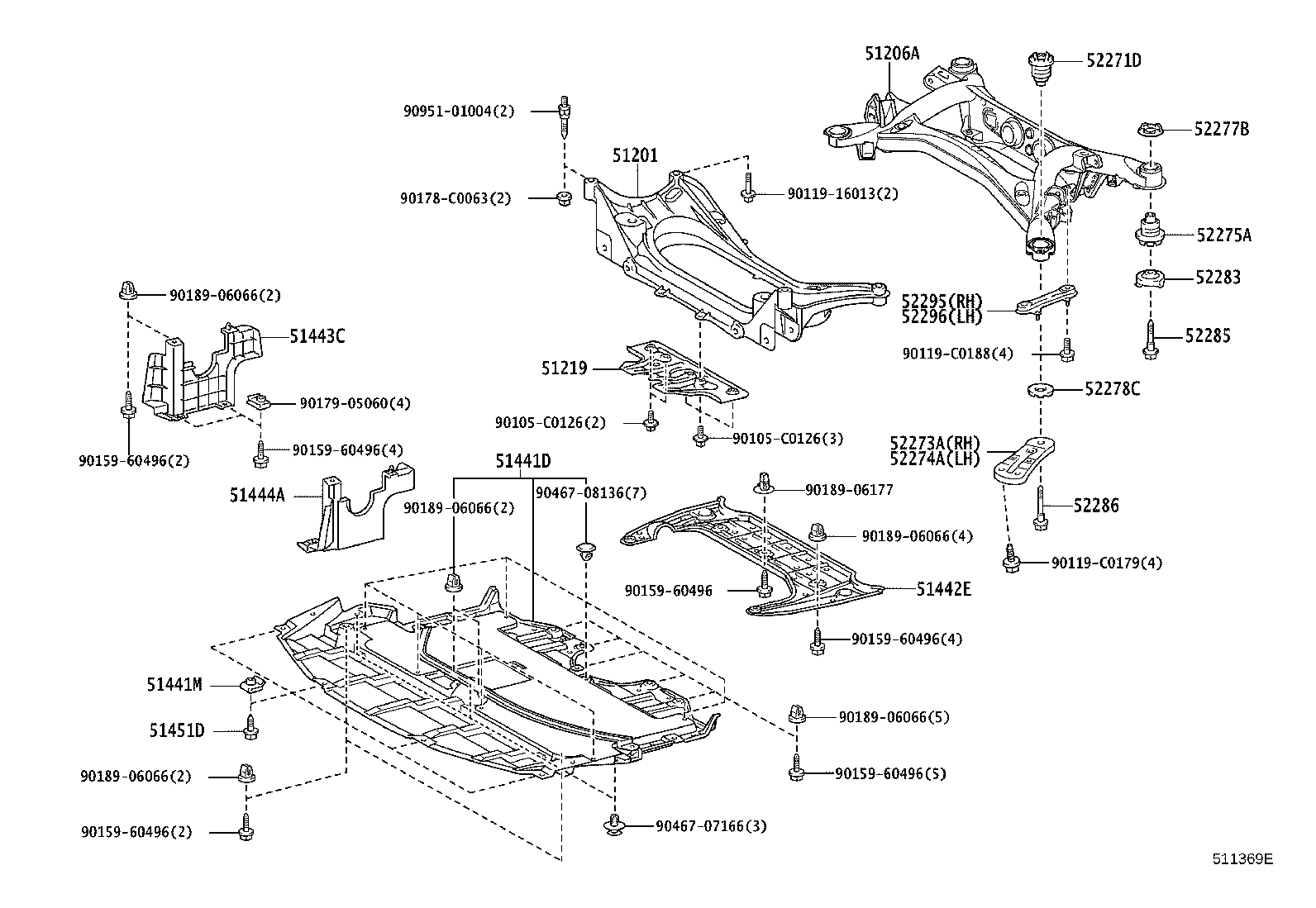 51206-0N010 MEMBER SUB-ASSY, REAR SUSPENSION product image