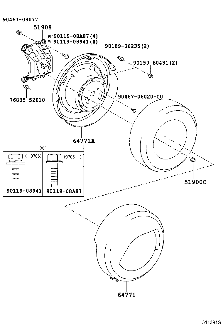 Toyota 51908-42050 BRACKET SUB-ASSY, SPARE WHEEL CARRIER
