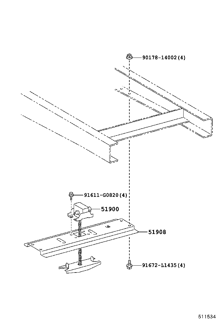 51908-37410 BRACKET SUB-ASSY, SPARE WHEEL CARRIER product image